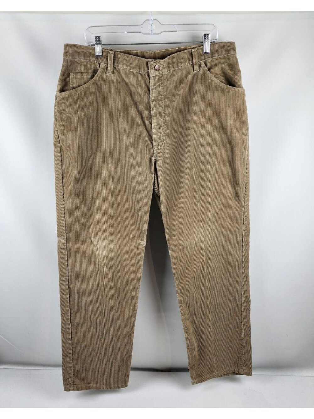 Roebucks Vintage Corduroy Pants Mens 38x29 Tan Straight Leg Regular Fit USA Made